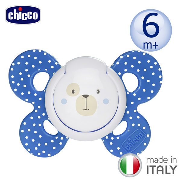 chicco-舒適哺乳-機能型矽膠安撫奶嘴1入-中/藍莓熊
