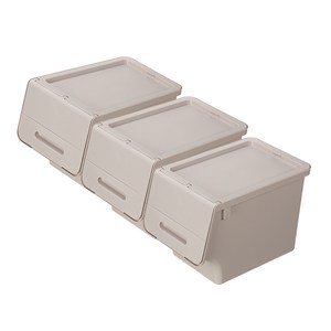 可隨意堆疊收納，同款同規格最高可堆至四層(建議) 大開口方便拿取 直取式掀蓋方便收納 可折式蓋子 安全荷重- 上蓋15kg / 本體5kg 百分百台灣製造，品質保證