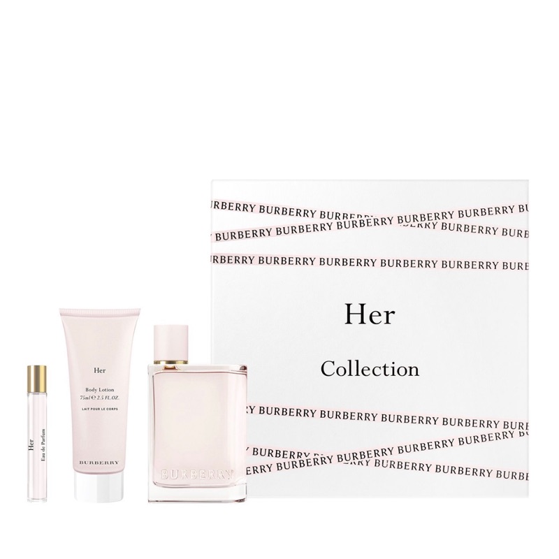 BURBERRY Her 女性淡香精100ml禮盒 2019版淡香精100ml+身體乳75ml+滾珠筆7.5ml前調：黑醋栗、藍莓、覆盆莓中調：茉莉、紫羅蘭基調：琥珀、麝香前味：甜豌豆與檸檬花中味：牡
