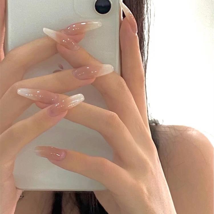 光療美甲貼片穿戴式甲片網紅歐式漸變冰透裸學生新娘成品 全館免運