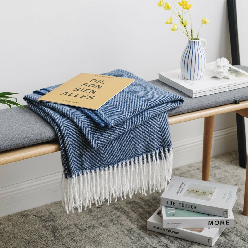 針織流蘇裝飾毛毯沙發毯酒店民宿樣板間牀尾毯空調午睡蓋毯