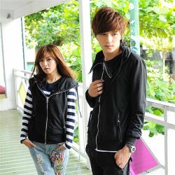 太妃糖 簡約素色百搭連帽外套情侶裝