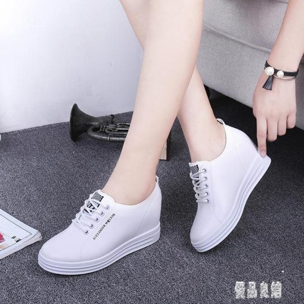 2019夏透氣新款時尚內增高小白鞋系帶運動休閒鞋百搭厚底單鞋樂福鞋CY1468【優品良鋪】