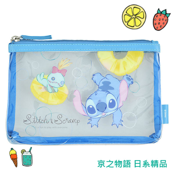 【京之物語】日本迪士尼史迪奇透明筆袋 夏日氣息 蘇打汽水 正版商品-預購