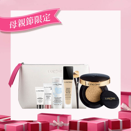 零粉感超持久粉底SPF38/PA+++ (正產品) 零粉感超持久氣墊粉餅SPF23/PA++ 含粉盒 (正產品) 清柔卸妝乳50ml 超輕盈UV水凝露10ml 超未來肌因賦活露5ml 限量粉底刷 *1