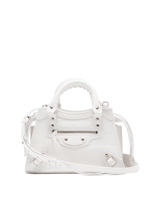 Balenciaga - Neo Classic City Crocodile-effect Leather Bag - Womens - White