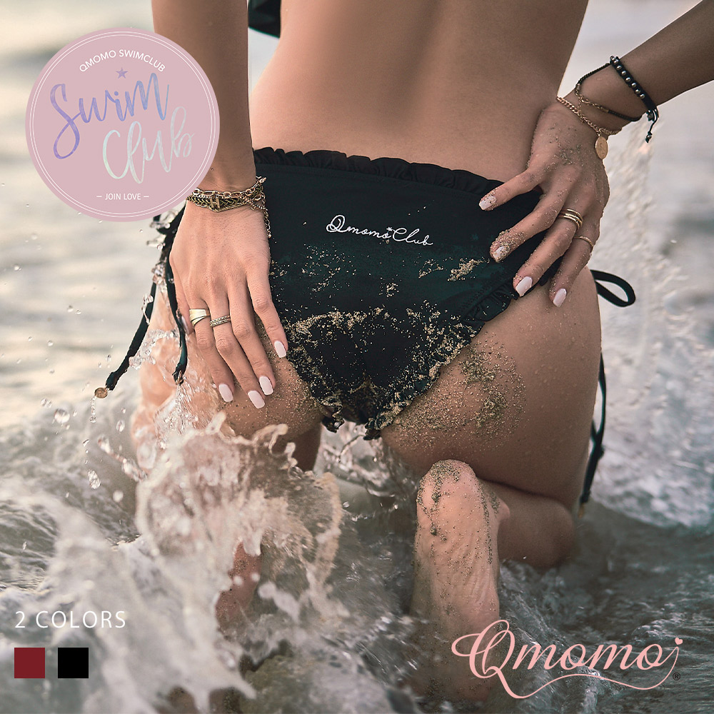 泳褲【沁涼雪糕】低腰荷葉滾邊綁繩泳褲(2色)