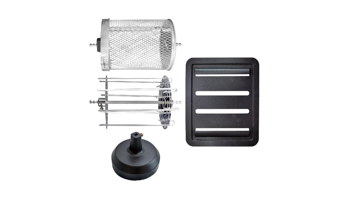 【特別注意】付款方式僅限信用卡與 ATM 轉帳，此商品為獨立倉庫出貨，配送時間約 5-7 工作天 ．比利時 KALORIK 10L旋轉氣炸烤箱 (標準版) 專用配件 ．炸籠叉架三件組：內含旋轉炸籠、旋