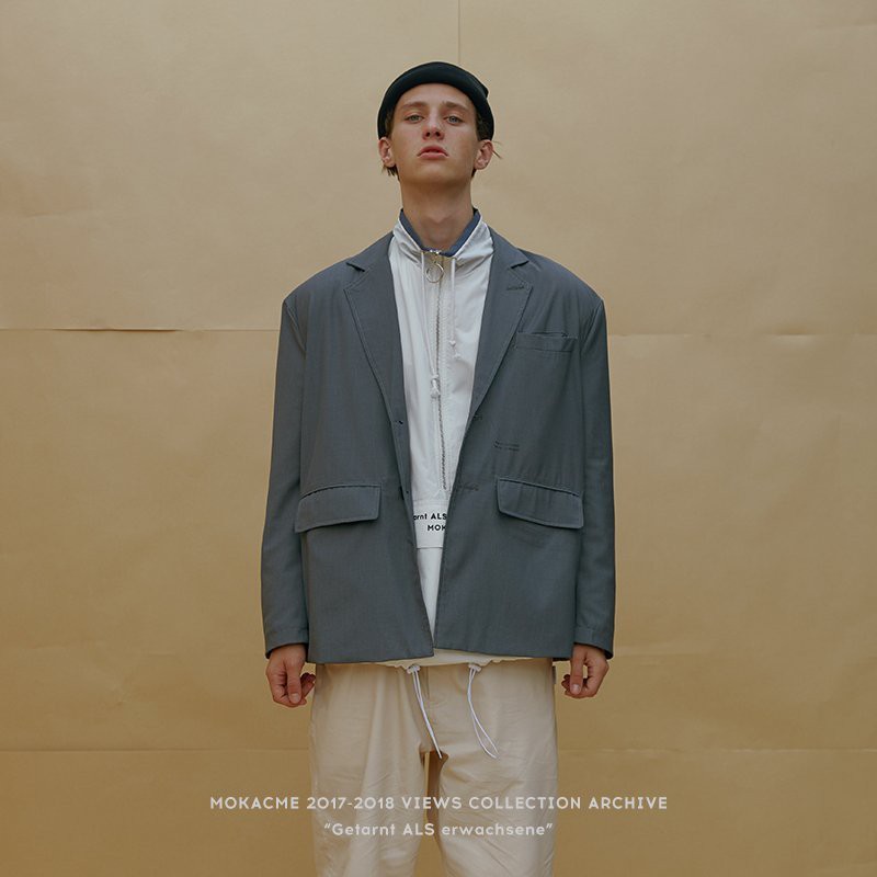 MOKACME OVERSIZE 復古西服外套 灰色款