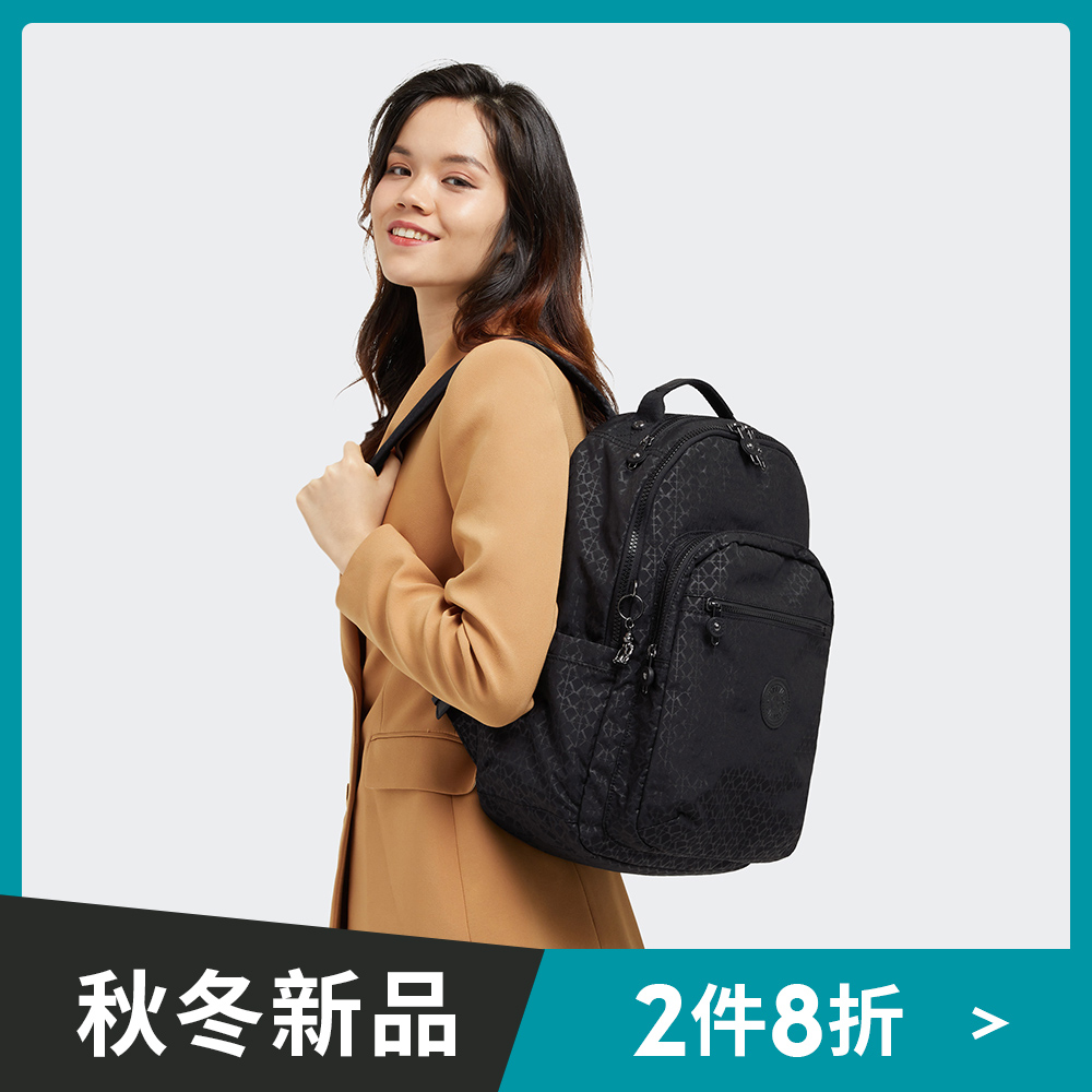 經典黑菱格紋印花機能手提後背包-SEOUL