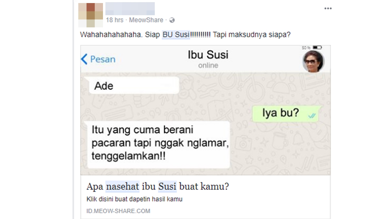 5 Bahaya Kuis Chatting WhatsApp Nasihat Ibu Susi Di Facebook