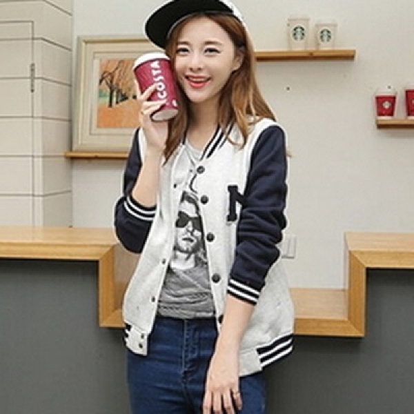 棒球外套-圓領拼接撞色寬鬆女短款夾克5款72aq7【巴黎精品】