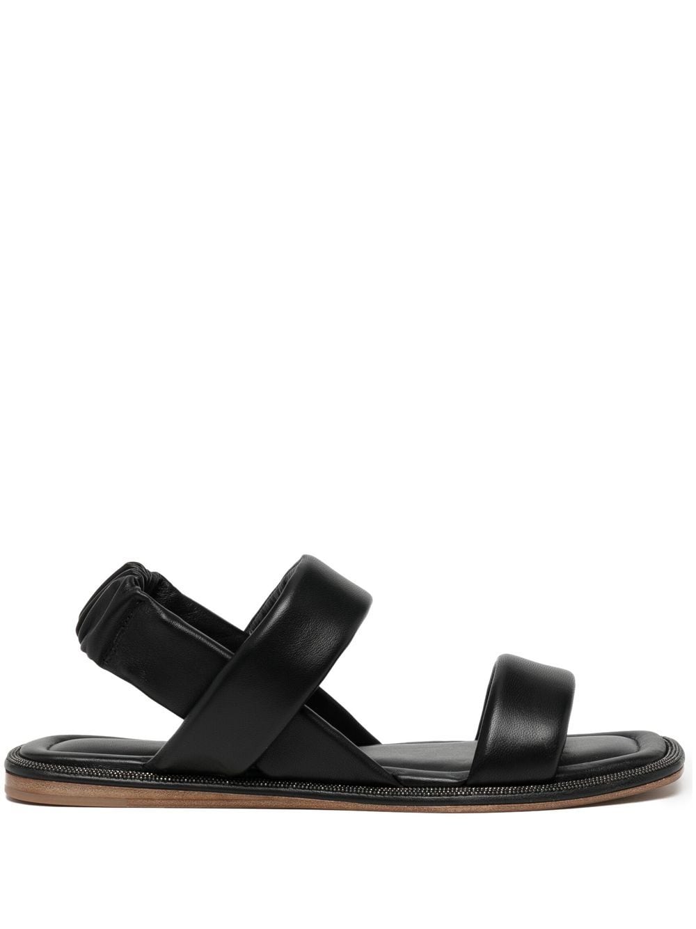 Brunello Cucinelli - leather square-toe sandals - women - Lambskin/LeatherLeather - 39 - Black