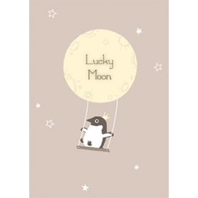 満月とペンギン　シンプルベージュ