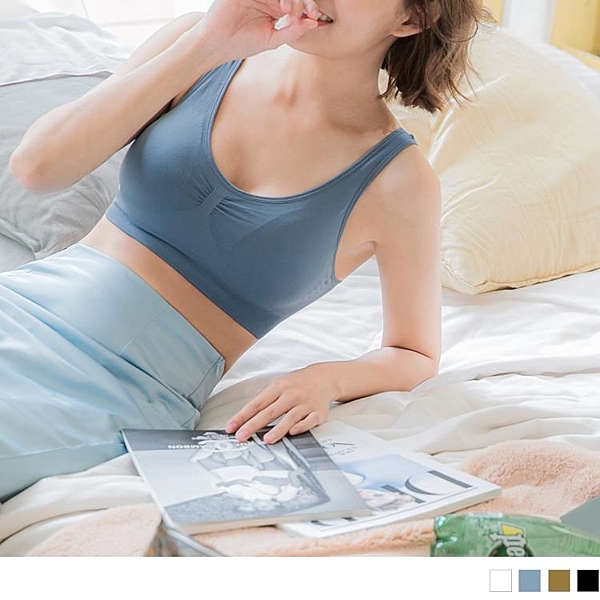 3D立體抓皺，使視覺有集中豐胸效果 固定式內墊，給予十足安全感