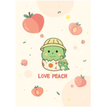 Dino Love Peach Cute