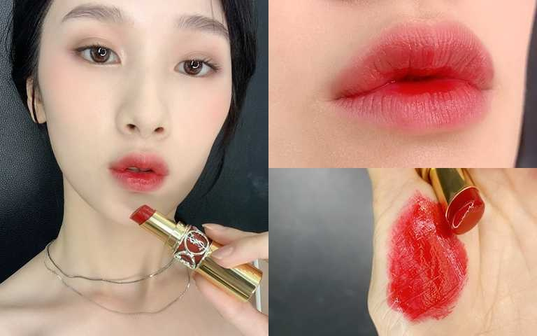 單月銷量破千支的YSL情挑誘光水唇膏#92。（圖／吳雅鈴攝影）