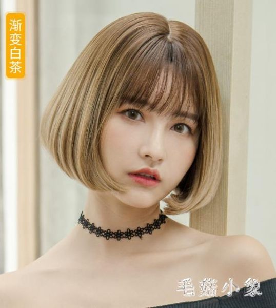 假髮女短髮BOBO圓臉波波頭造型自然逼真修臉時尚短卷髮全頭套 JA7157『毛菇小象』