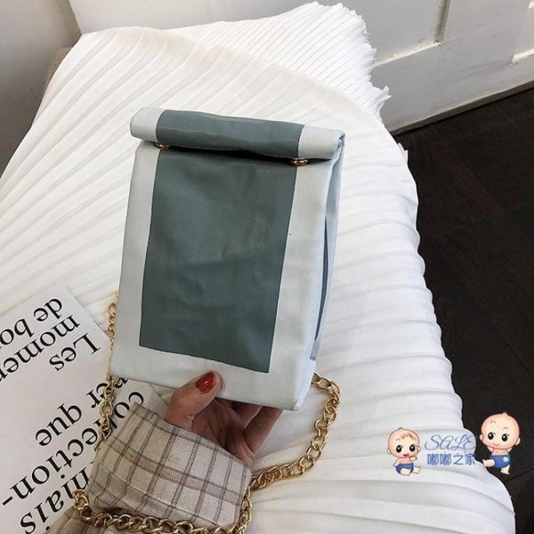 包包質感女包新款2019韓版單肩斜挎小包腰包女百搭褶皺牛皮紙袋包