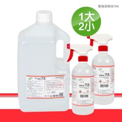 【超值組】醫強75%酒精 酒精液 4Lx1罐+500mlx2罐+噴頭x2入(乙類成藥)