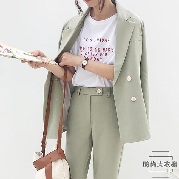 休閑西裝套裝女2019春季chic時尚名媛ol春秋職業裝西服外套兩件套