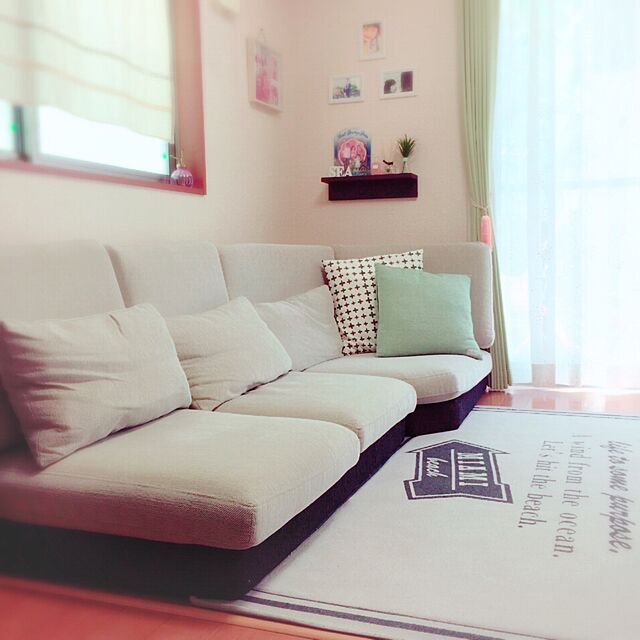 アイボリー×レッド ローソファー ニトリ 3点セット