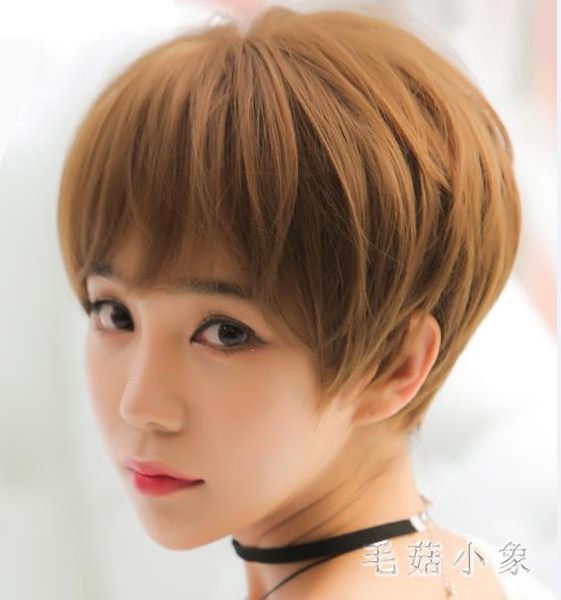 假髮女短髮BOBO波波頭帥氣網紅自然逼真修臉蓬鬆全頭套式圓臉JA7142『毛菇小象』