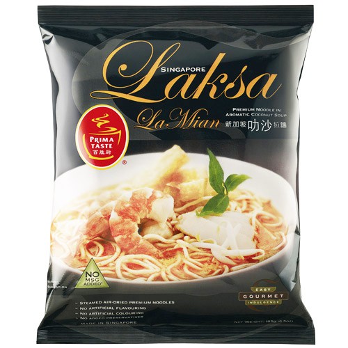 PRIMA TASTE Laksa La Mian 嚴選椰漿粉，濃郁湯頭美味好吃 不加防腐劑，要吃就是要吃最好 美國知名部落客評選,連續蟬聯兩年!世界十大好吃泡麵! 2015年全球泡麵排行第一名淨重: