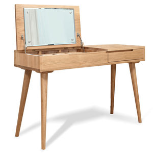 原木日式和風白橡木實木兩抽1.2M翻蓋化妝桌