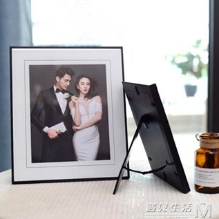 韓式婚紗照定制小相框擺臺黑色水晶玻璃桌擺組合結婚照片制作10寸