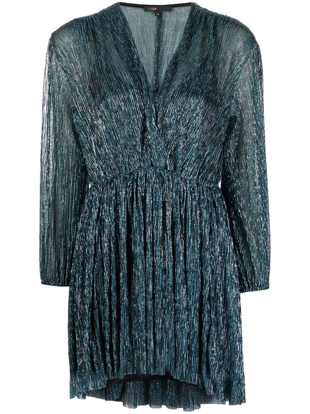 Maje - metallic plisse mini dress - women - Polyester/Metallic Fibre/Polyester/Spandex/Elastane - 38 - Blue