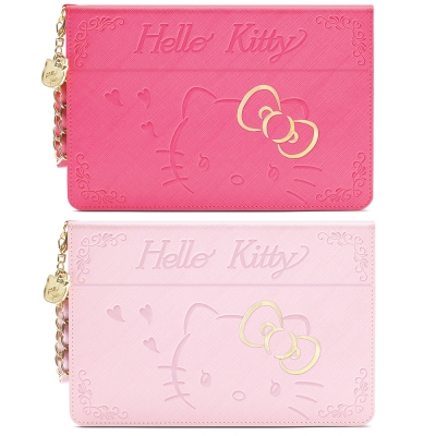 Sanrio原廠授權對應自動喚醒，休眠功能摺疊立架功能，輕鬆應用完美襯托，金屬貓臉吊飾附贈Hello Kitty造型擦拭布