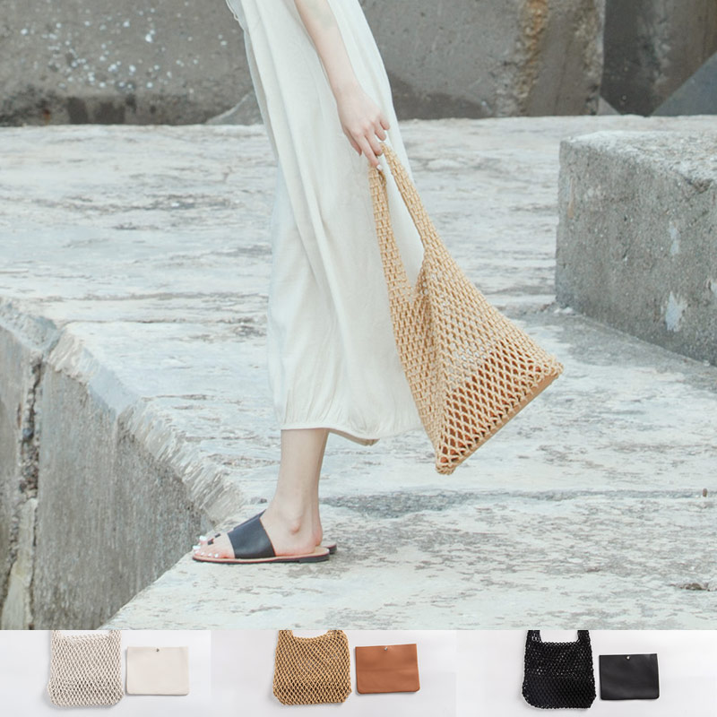 簍空造型編織子母單肩包 三色售