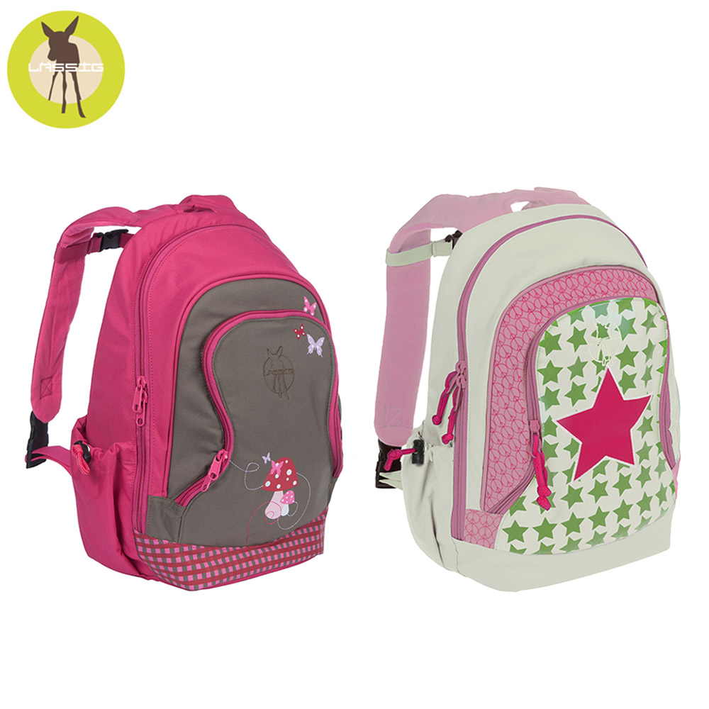 德國Lassig-兒童長版後背包-花漾紅/方格紅