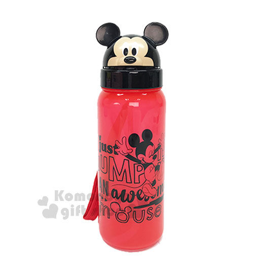〔小禮堂〕迪士尼 米奇 造型吸管水壺《黑紅.大臉.字母.500ml》 4719585-00274