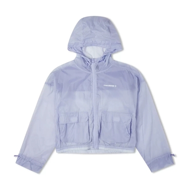 CONVERSE TRANSPARENT JACKET 休閒外套 薄外套 女外套 淺紫藍色 10023200-A02