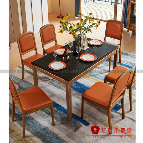 [紅蘋果傢俱]XS-T806白蠟木系列 火燒石餐桌/椅 酒櫃 餐邊櫃 書桌/椅 實木 北歐 現代簡約 輕奢風