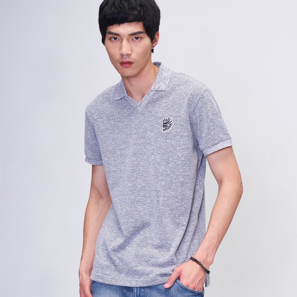 BLUE WAY 鬼洗い-片假名教練運動POLO衫(麻灰)