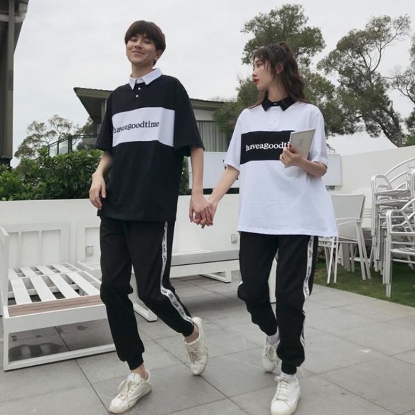 情侶裝套裝短袖T恤運動褲班服【聚寶屋】