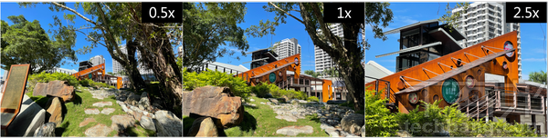 iPhone 12 Pro Max的拍攝介面有0.5、1、2.5倍的變焦選擇，2.5倍對取景構圖更有彈性，且畫面仍維持清晰與銳利。