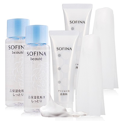 SOFINA 蘇菲娜 芯美顏保濕滲透露升級版-清爽型30mlX2+彈力泡泡潔顏乳30gX2
