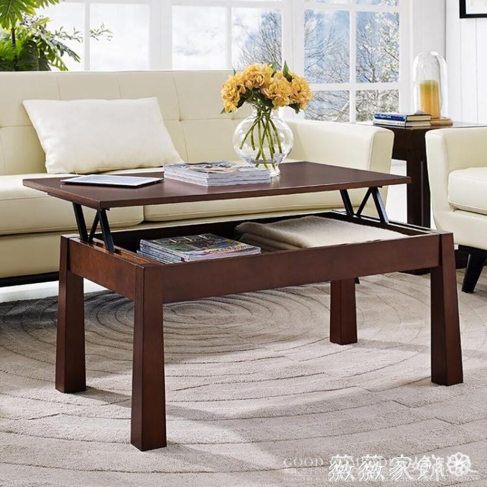 茶几 實木小型簡約創意咖啡桌台長100寬60高4白色可升降矮茶几 MKS 薇薇家飾