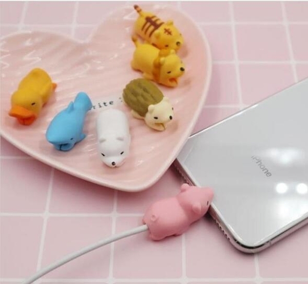 3個裝數據線保護套 蘋果線卡通 咬線器 咬一口 充電線創意通用型耳機繞線器apple平 向日葵