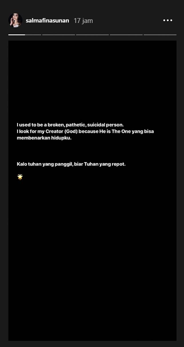  Terpuruk, Salmafina Sunan Sempat Ingin Bunuh Diri