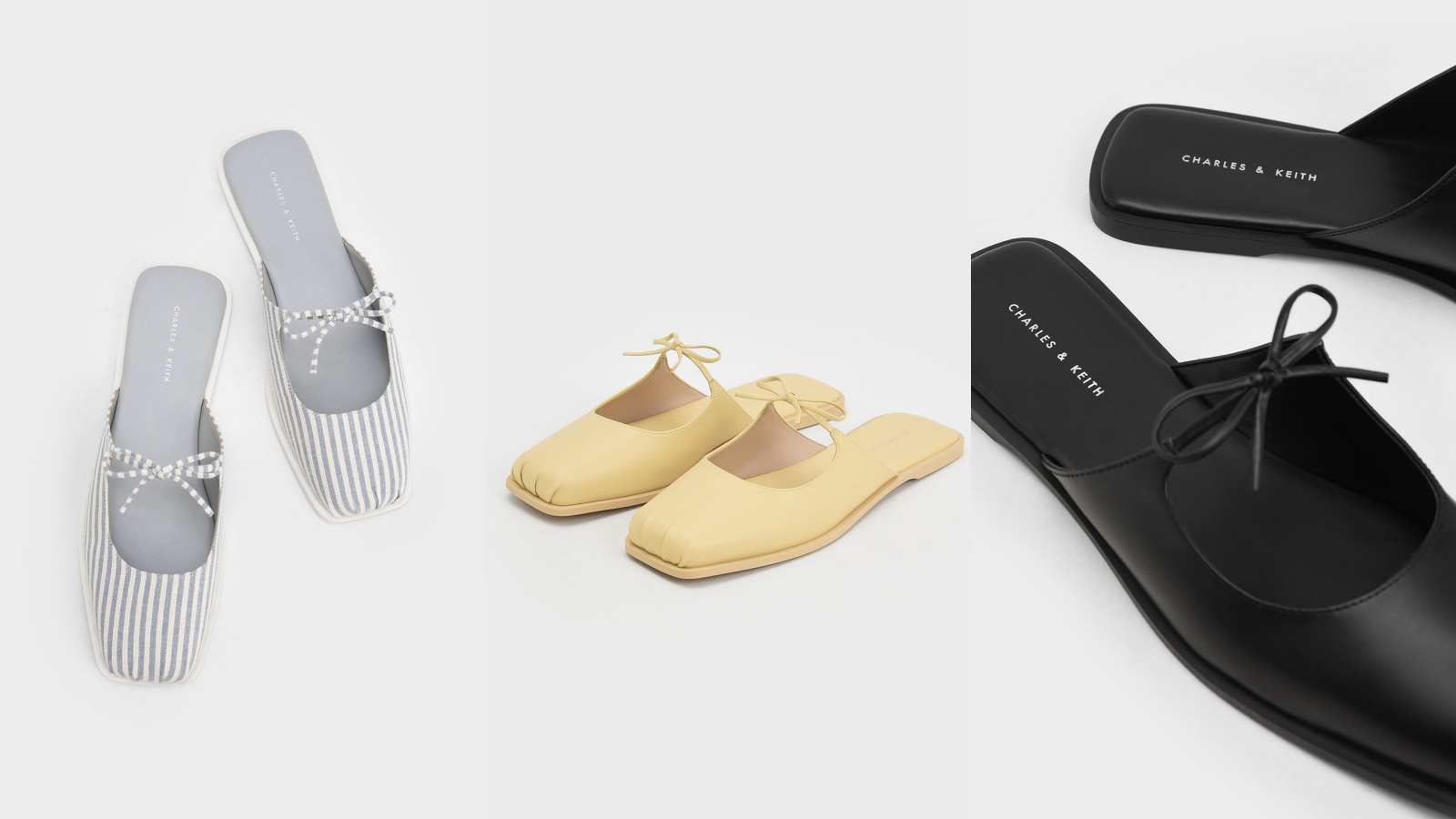 蝴蝶結拖鞋推薦：【CHARLES & KEITH】Dionne蝴蝶結方頭拖鞋
