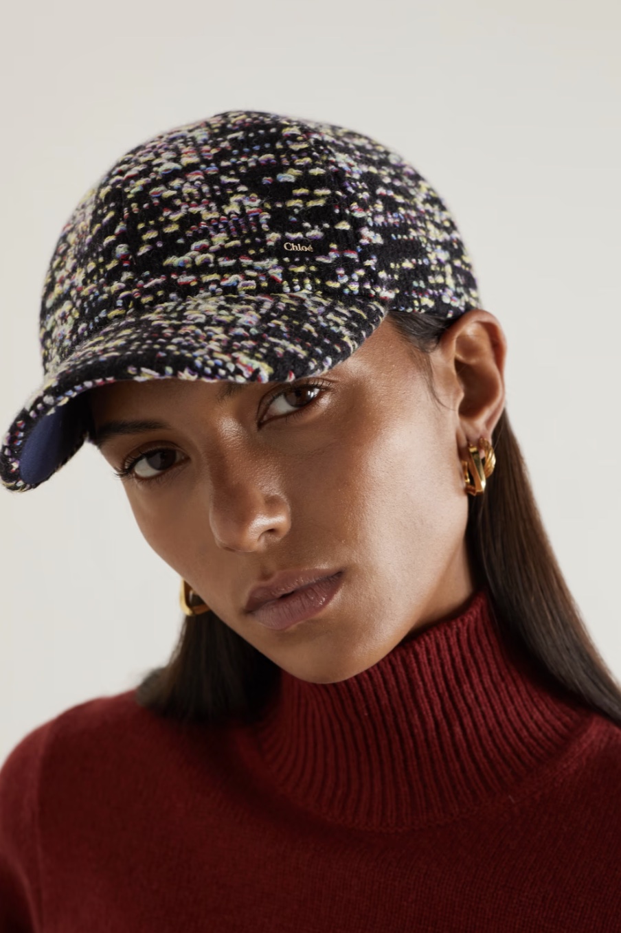CHLOÉ Cashmere and wool-blend bouclé baseball cap