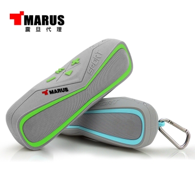 藍牙 Ver4.0無線訊號傳輸強力防水，通過IPX7國際防護認證雙3W重低音強化處理喇叭單體超節能，播音時間最長可達30小時支援AUX Input及MicroSD讀取播放