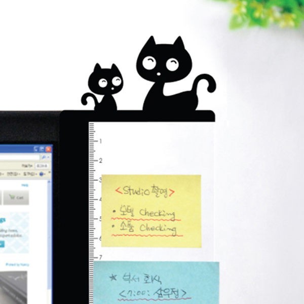 韓款 電腦螢幕側邊留言板 創意文具 可愛卡通 螢幕便利貼 貓咪 貓頭鷹