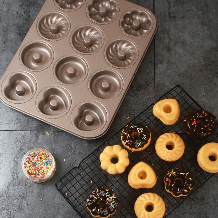 巧緻烘焙網【編號T131】12連 混款 甜甜圈模 (不沾) 12連模 蛋糕模