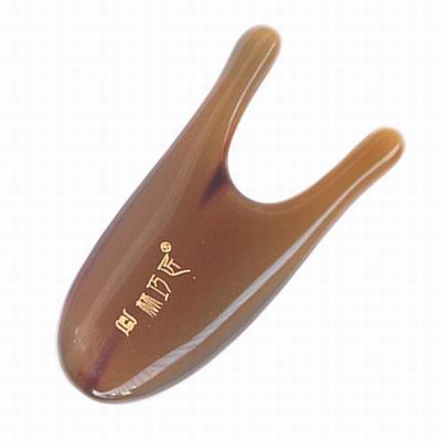 【白水牛角U型按摩器-長約7.5cm-1款/組】水牛角面部鼻子眼部按摩牛角點穴棒拔筋棒-7101015